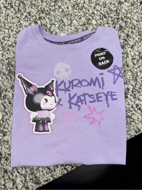 KATSEYE X KUROMI Short Sleeve Front and Back Graphic T Shirt Purple SIZE X LARGE